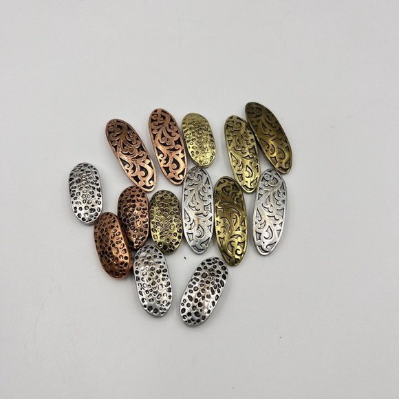 Mixed Lot Slider Spacer Filigree Beads Metallic Colors 14 Pieces 1in-1.5in - Picture 1 of 4